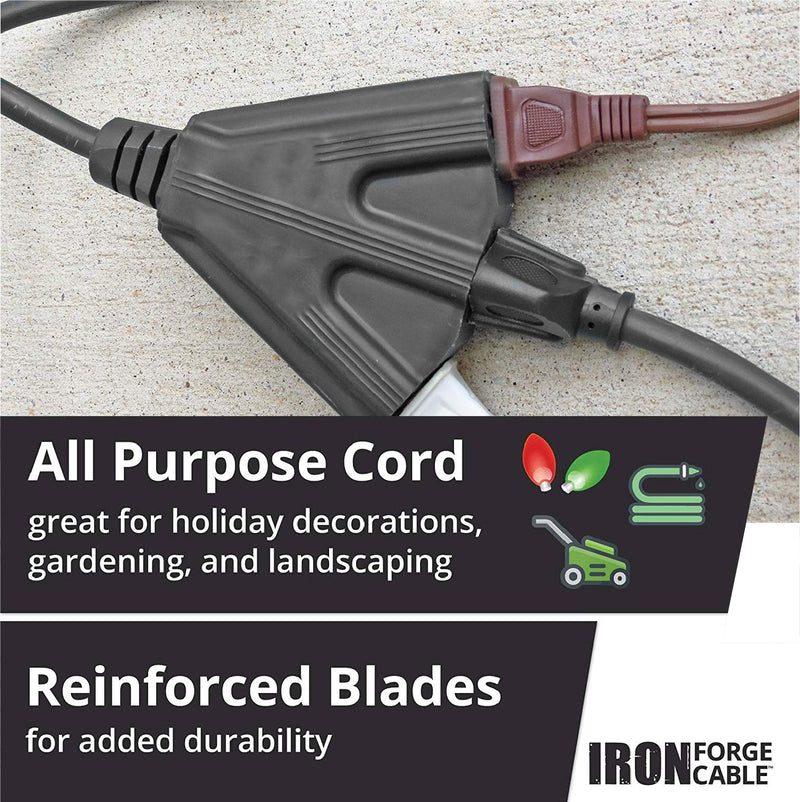 [Australia - AusPower] - 10 Ft Outdoor Extension Cord with 3 Electrical Power Outlets - 16/3 SJTW Durable Black Cable 10 Foot 
