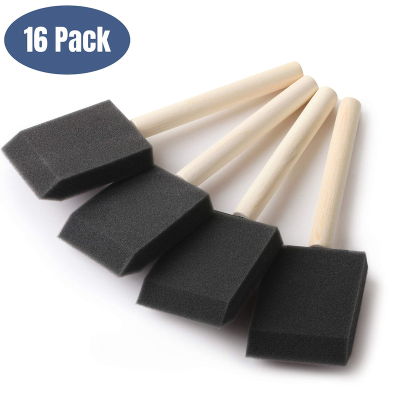 [Australia - AusPower] - Bates- Foam Paint Brushes, 16pcs, 2 Inch, Sponge Brushes, Sponge Paint Brush, Foam Brushes, Foam Brushes for Painting, Foam Brushes for Staining, Paint Sponges, Foam Sponge Brush 