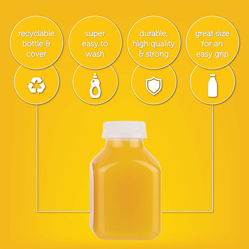 [Australia - AusPower] - Disposable Plastic Juice Bottles-8 Oz with Lids | 24 Pack | for Water, Orange Apple Lemon Juicing, Smoothies, Milk, Reusable, BPA Free, Tamper-Proof Caps, Catering, Takeout 