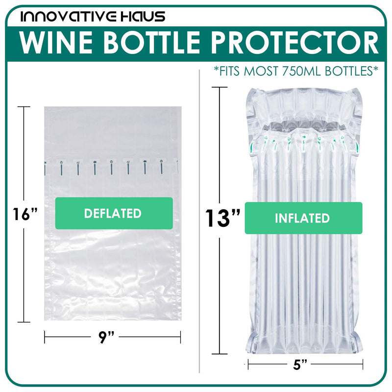[Australia - AusPower] - Innovative Haus Pack of 25 Wine Bottle Protector Bag with Free Pump. Inflatable Air Columns Cushioning Safe Transportation of Glass Bottles While Traveling on Airplane. Premium Packaging Materials 