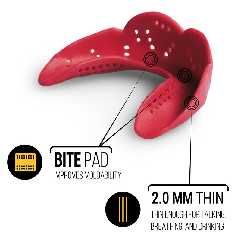 [Australia - AusPower] - Sports Mouth Guard by SISU, Aero 1.6mm Mouthguard for Basketball, Soccer, Hockey, Lacrosse, Custom Fit for Youth and Adults Large Charcoal Black 