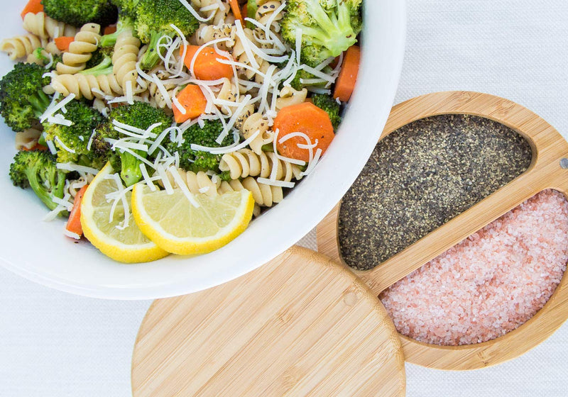 [Australia - AusPower] - Relative Foods 2 Compartment Bamboo Duet; Set includes Himalayan Pink Salt and Pepper 