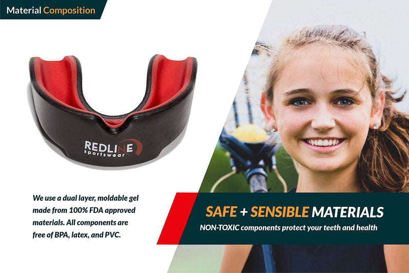[Australia - AusPower] - Redline Sportswear Custom Molded Mouthguard w/Case | Youth - Adult - Braces | Best Protection for MMA, Boxing, BJJ, Lacrosse, Football, Hockey and Other Sports | BPA Free Blue & Black 