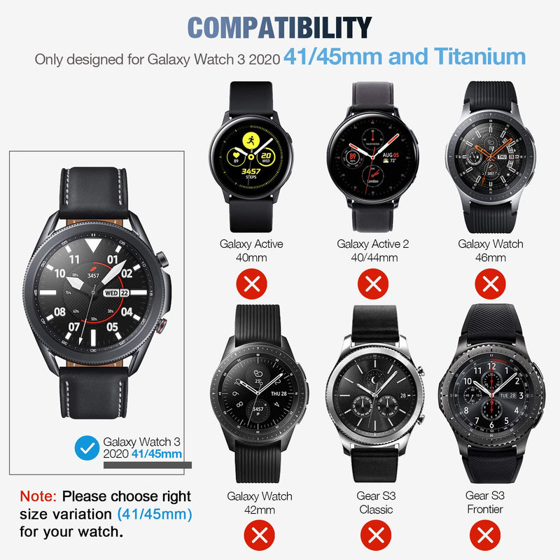 [Australia - AusPower] - [2+2Pack] Tensea Compatible Samsung Galaxy Watch 3 45mm Screen Protector and Case, 2 Pack Tempered Glass Protective Film and 2 Pack TPU Watch Cover Accessories Set for Galaxy Watch3 45, Titanium, 41mm Silver Galaxy Watch3-45mm 