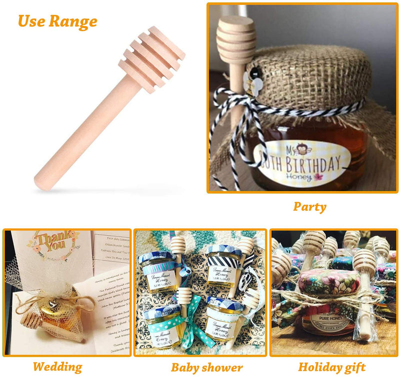 [Australia - AusPower] - Premium 50-Pack 3 Inch Mini Wooden Honey Dipper Stick, Individually Wrapped,Pefect for Wedding Shower Party Favors Honey Jar spoon or Honey Wands mini 50PACK 