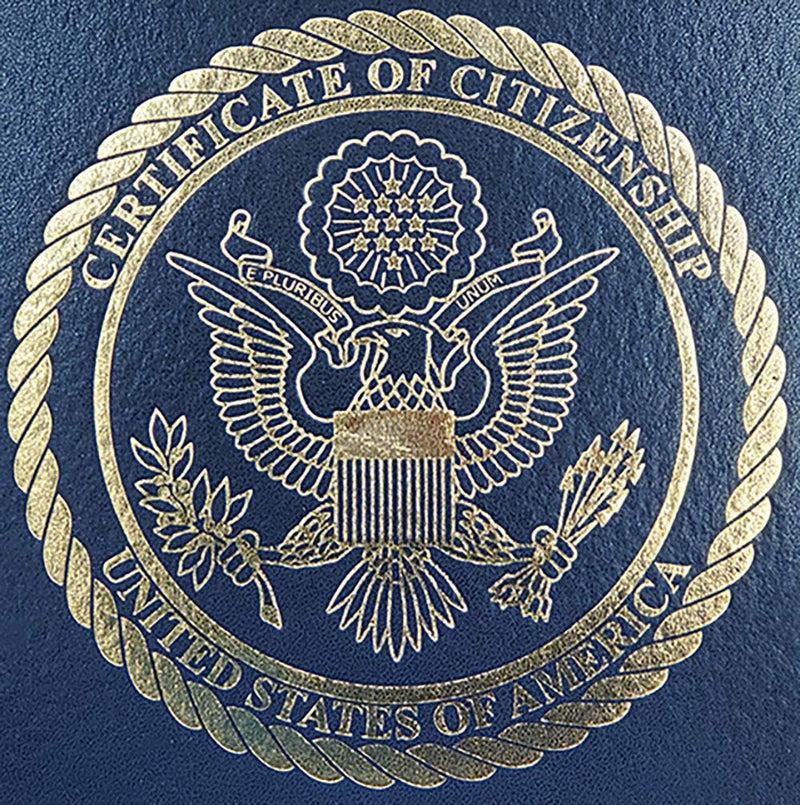 [Australia - AusPower] - U.S. Citizenship and Naturalization Certificate Holder. Gold American Eagle logo 'Certificate of Citizenship', Padded with cover. 
