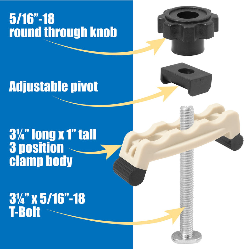 [Australia - AusPower] - Bit and Blade Safe Multi-Positionable Hold Down Clamp 2 Pack for Workshop Jigs and Fixtures 