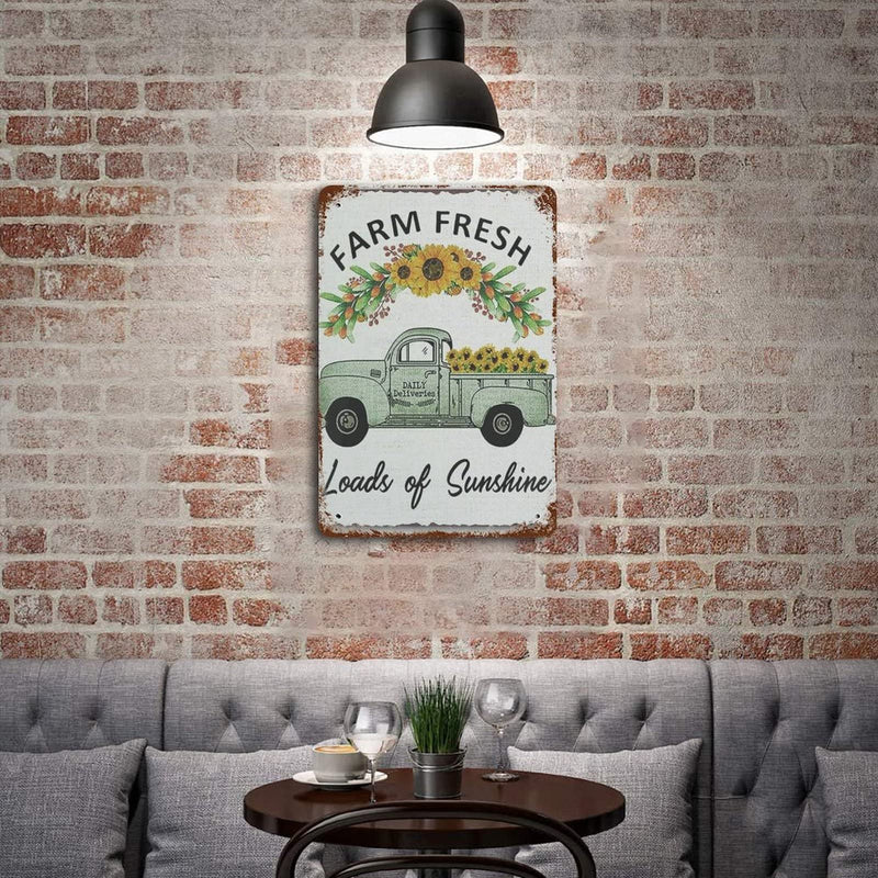 [Australia - AusPower] - AonlIrG Vintage Sunflower Kitchen Decor Tin Signs Green Car Farmhouse Metal Plaque Home Wall Decor 