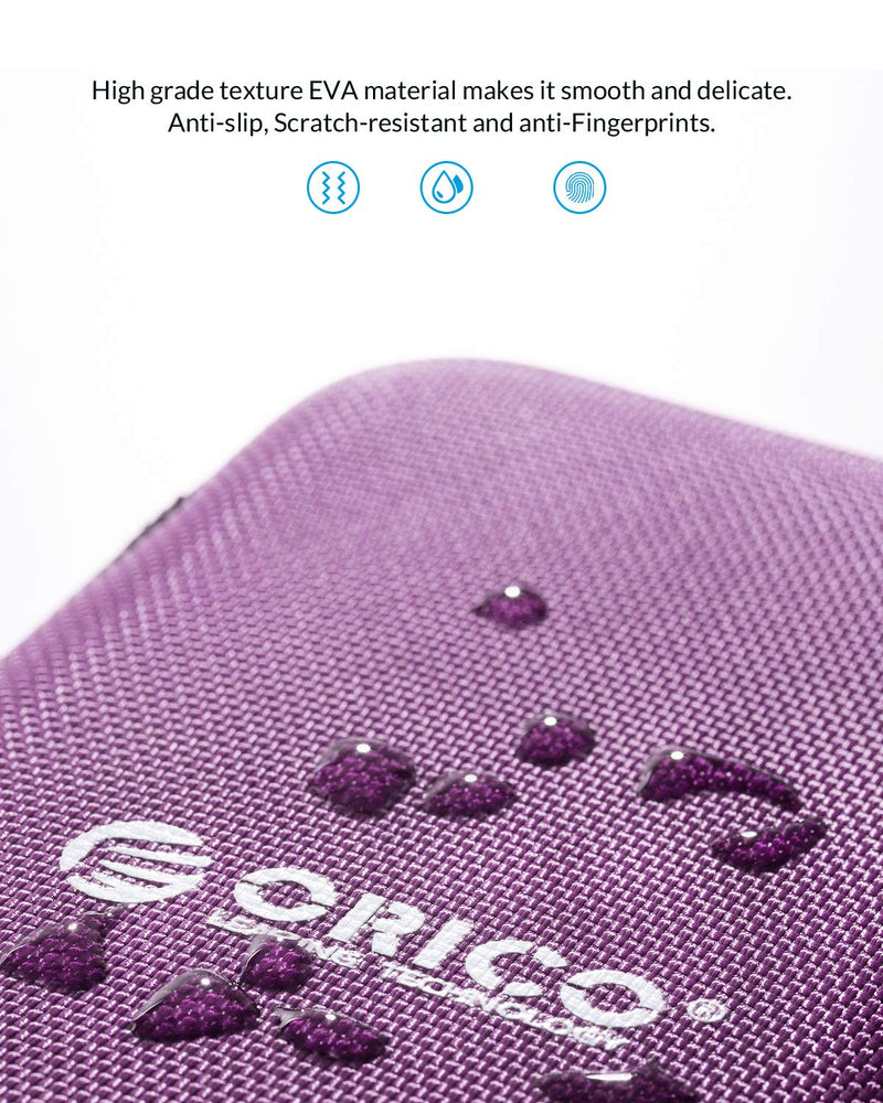 [Australia - AusPower] - ORICO Hard Drive Case 2.5 inch External Drive Storage Carrying Bag Waterproof Shockproof with Inner Size 5.5x3.5x1.0inch for Organizing HDD and Electronic Accessories, Purple(PHD-25) 