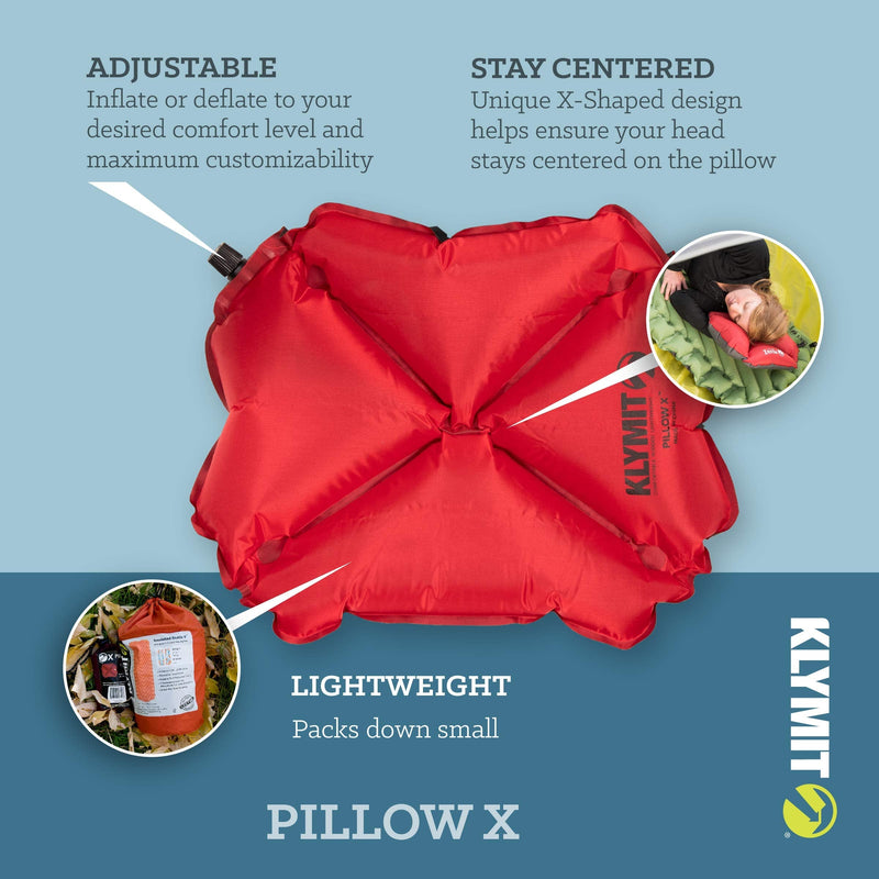 [Australia - AusPower] - Klymit Pillow X Inflatable Camping & Travel Pillow, Red/Gray 