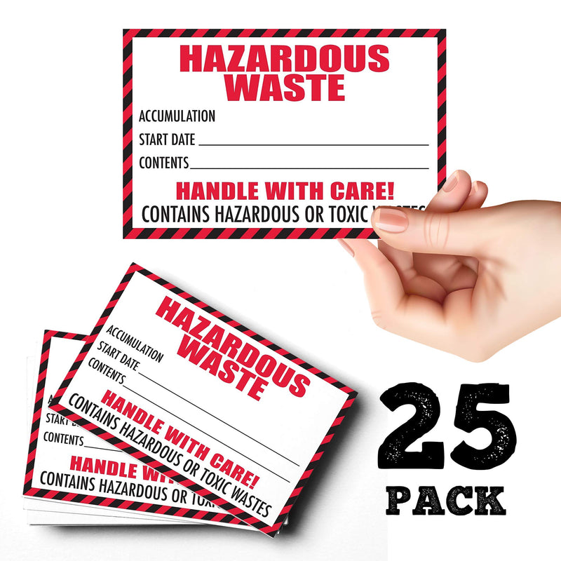 [Australia - AusPower] - Hazardous Waste Label with Handle with Care, 4"x6", 25 Pack, Red and White Label, Contains Hazardous Or Toxic Wastes Warning,Self-Adhesive 