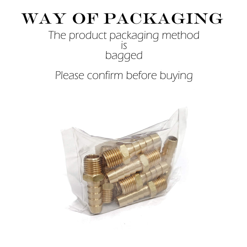 [Australia - AusPower] - T TANYA HARDWARE Pipe Fitting and Air Hose End Fitings, 3/8" Barb x 1/4" NPT Male Thread Pipe, Solid Brass, Male Pipe, Adapter - 10 Piece 