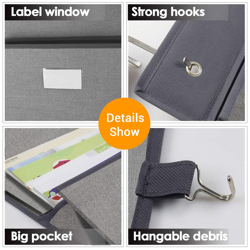 [Australia - AusPower] - Over the Door File Organizer,Wall Mounted Hanging File Folder Holder Mail organizers,Home Office Supplies Storage Pocket Chart for Paper,Magazine,Notebooks,Planners,5 Large Pockets Grey 