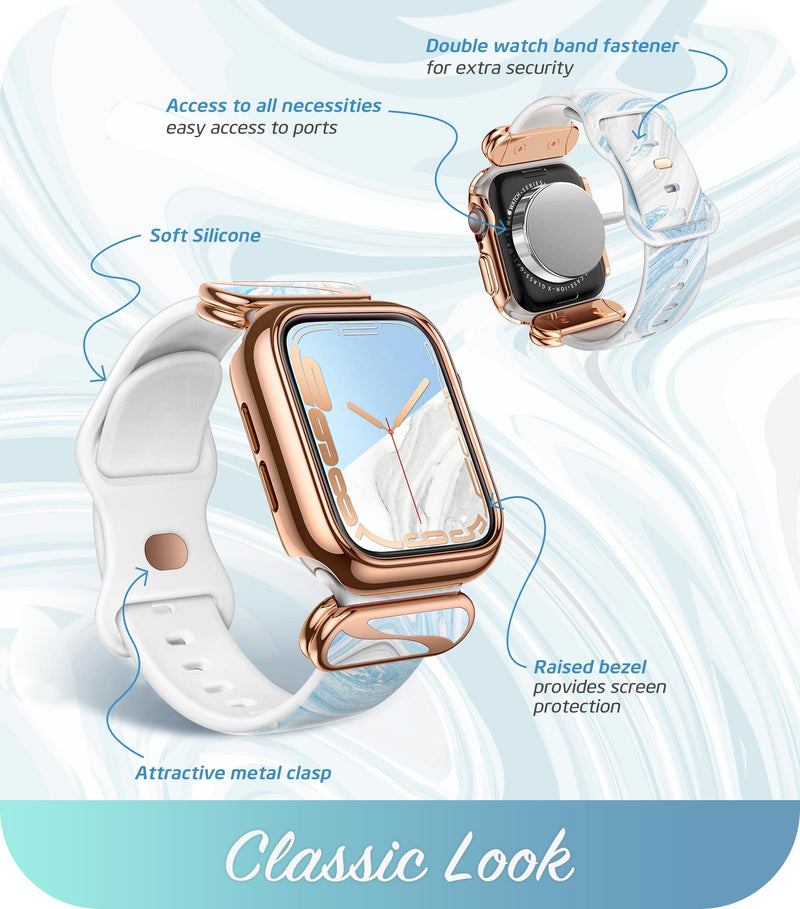 [Australia - AusPower] - i-Blason Cosmo Luxe Case for Apple Watch Series 7/6/SE/5/4 [45mm/44mm/41mm/40mm], Stylish Protective Case with Adjustable Soft Strap Bands 40mm/41mm Blue 