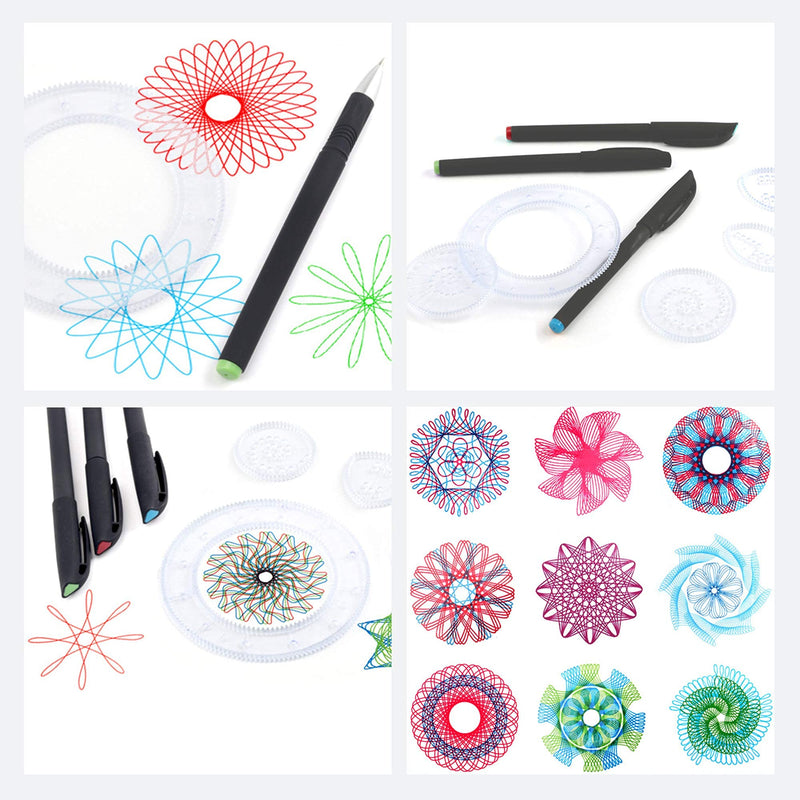 [Australia - AusPower] - BESTING Magic Drawing Ruler Geometric Template Set for Kids Spiral Flower Interlocking Gear Curve Stencils Pattern Graffiti Color Pens Education(MD003) 