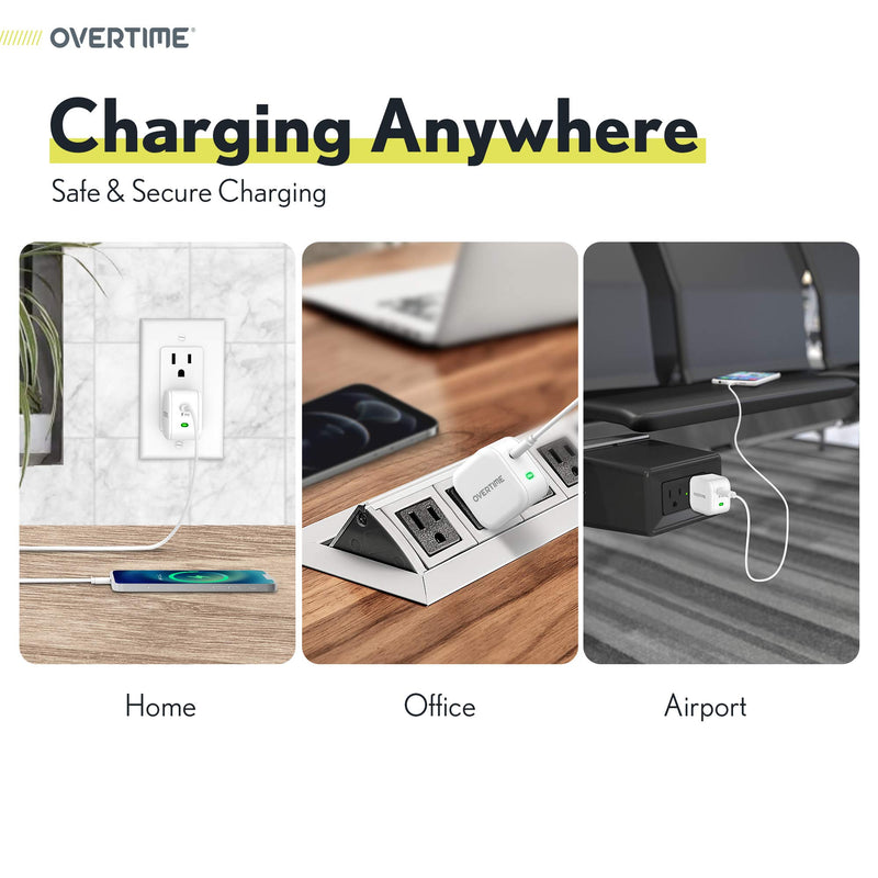 [Australia - AusPower] - iPhone 11/12/13 Overtime Charging Set - MFi Certified USB-C Cable and 20W PD Wall Charger, Designed for iPhone 13 Pro Max Mini, 12 Pro Max,11 pro max, iPad - White (6ft, 1 Pack) 6ft 