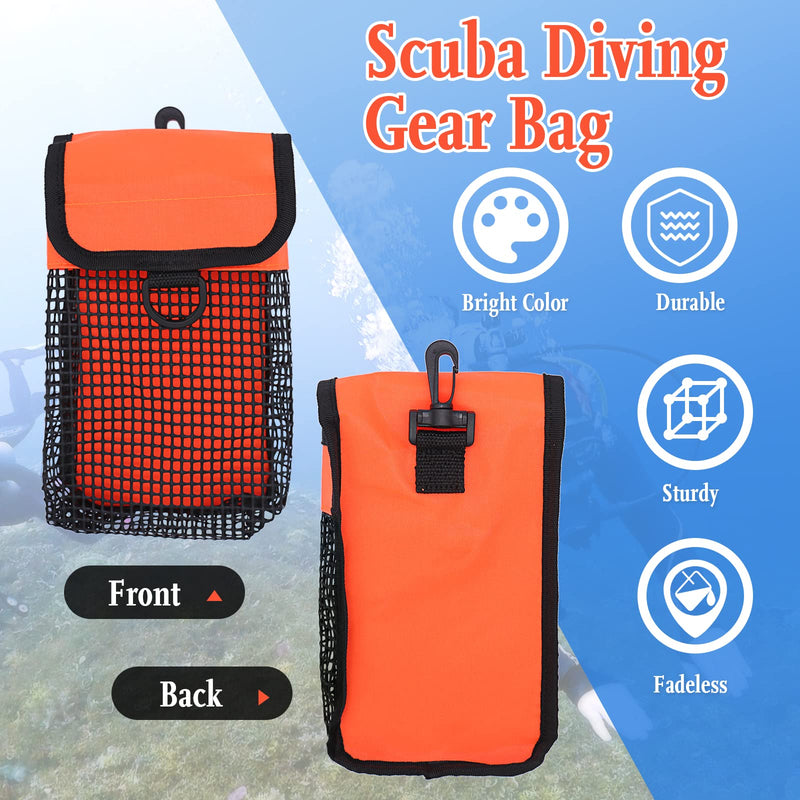 [Australia - AusPower] - Scuba Diving Gear Bag, Finger Reel/SMB Safety Surface Marker Buoy Mesh Storage Pocket, Snorkeling Equipment Holder Carry Pouch Orange 