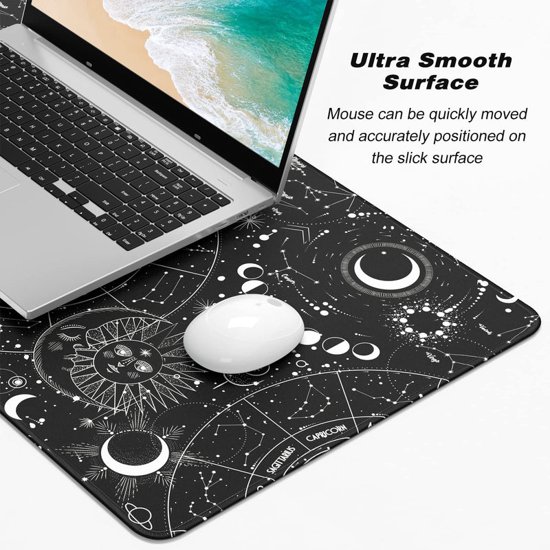 [Australia - AusPower] - Atufsuat Extended Gaming Mouse Pad, XXL Large Desk Pad 30 x 14 Inch, Big Computer Keyboard Mousepad, Waterproof Mouse Mat with Stitched Edges and Non-Slip Base for Women Office Gaming, Sun Moon 