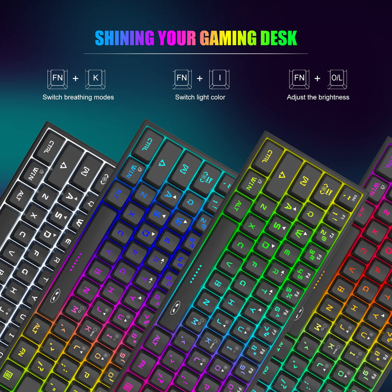 [Australia - AusPower] - Mini 60% Gaming Keyboard, RGB Backlit 61 Key Ultra-Compact Keyboard, MageGee TS91 Ergonomic Waterproof Mechanical Feeling Office Computer Keyboard for PC, MAC, PS4, Xbox ONE Gamer(Black) Black 