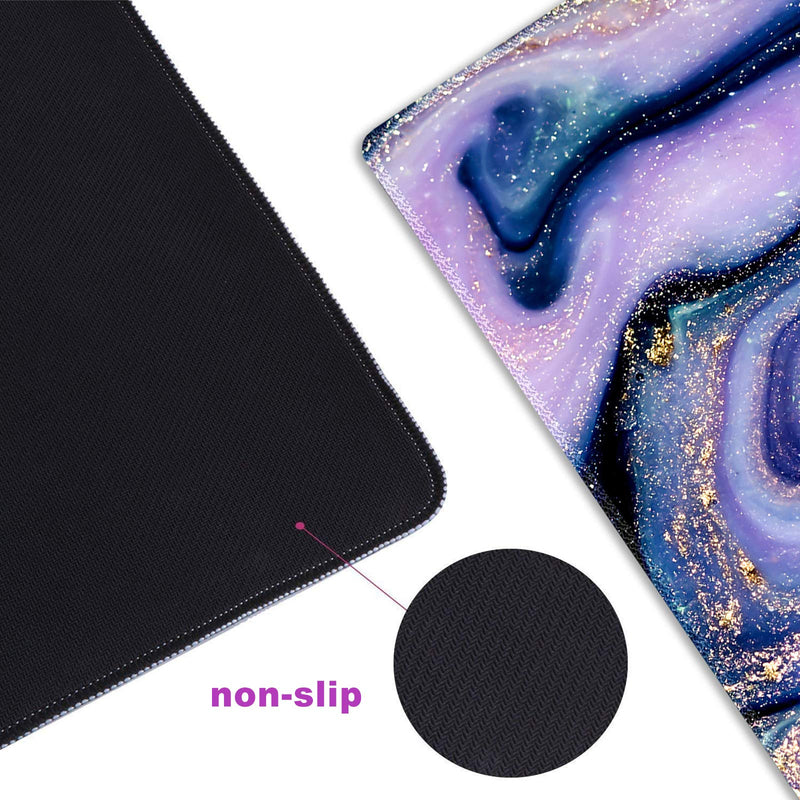 [Australia - AusPower] - Extended Gaming Mouse Pad XXL ArtSo Large Keyboard Mat Long Mousepad Desk Decor Writing Pad Non Slip Rubber Base Stitched Edges for Work, Game, Office, Home, 35.1" x 15.7" , Purple Marble 