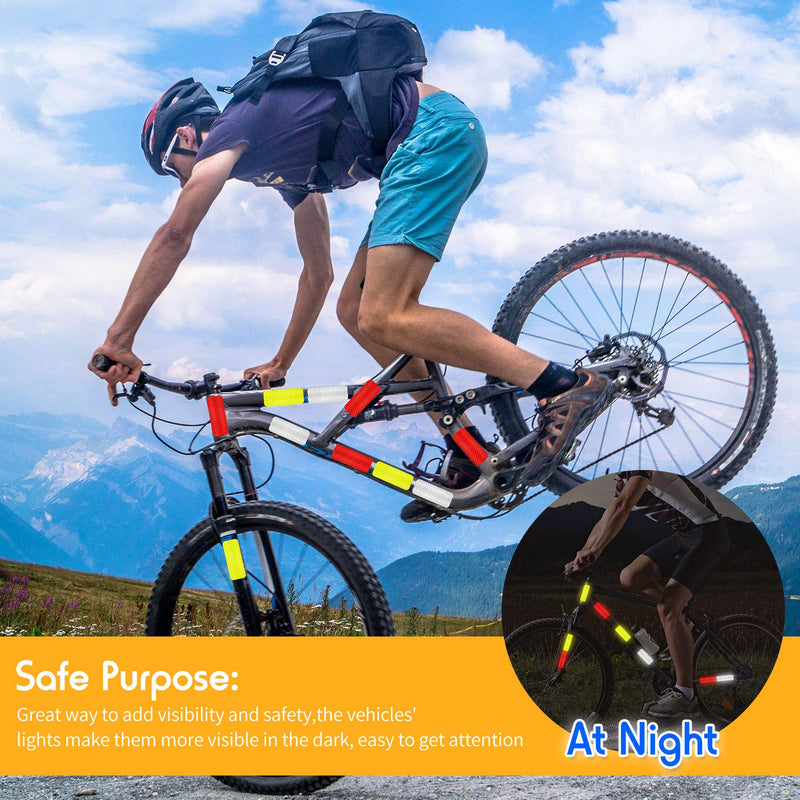 [Australia - AusPower] - Zonon 24 Pieces Warning Reflective Stickers Safety Reflective Stickers Night Visibility Adhesive Stickers Waterproof Reflective Tape Stickers for Vehicle Motorcycle Bicycle, 1.18 x 3.25 Inch 