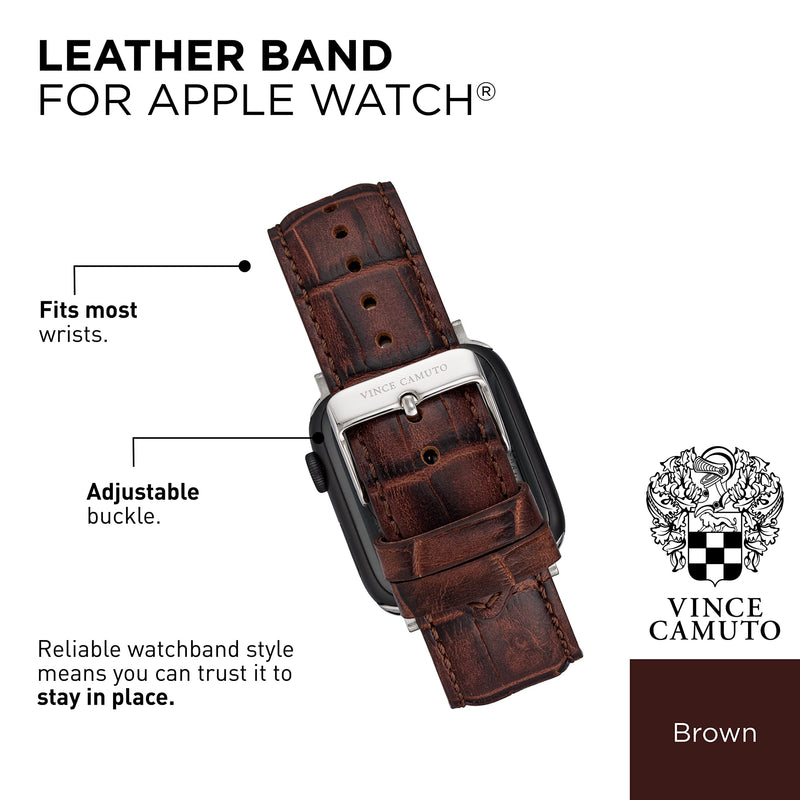 [Australia - AusPower] - Vince Camuto Fashion Bands for Apple Watch, Secure, Adjustable, Apple Watch Replacement Band, Fits Most Wrists 42/44/45mm Brown 