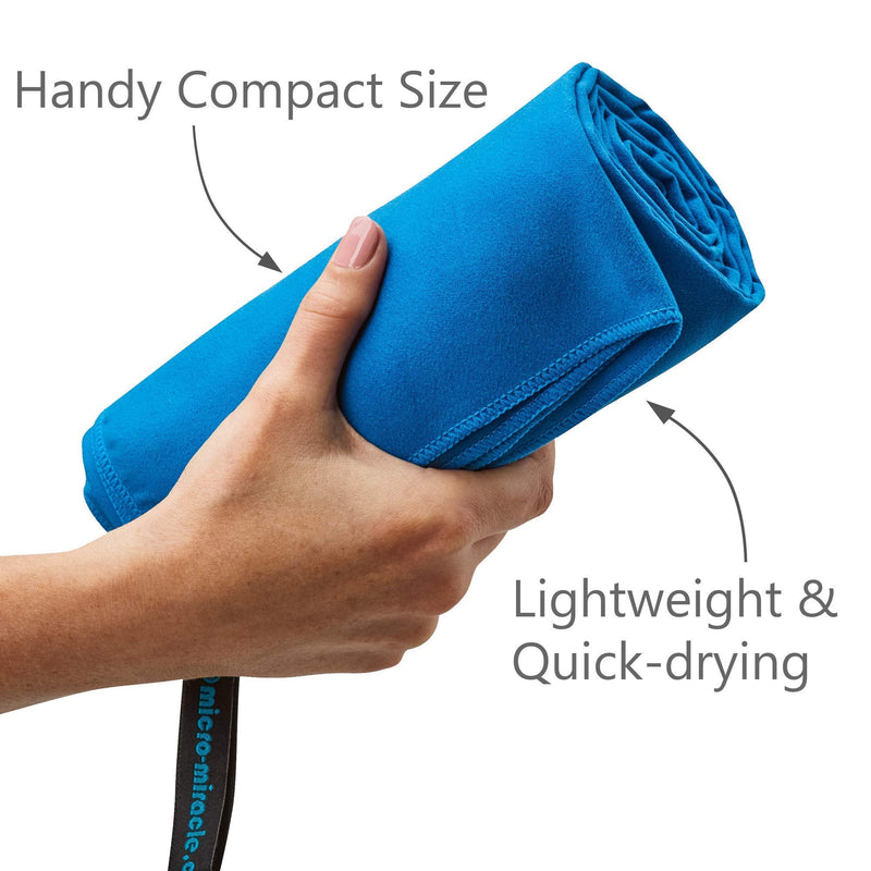 [Australia - AusPower] - Micro Miracle XL - 2in1 Quick Dry Microfiber Travel Towel, 13 Colors, 60 x 30 in, Soft and Lightweight for Gym, Travel, Backpacking, Camping, RV, Beach / Super Absorbent, Fast Dry, Compact - With Pouch Blue 