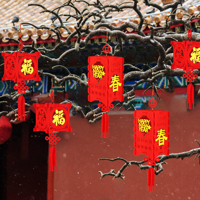 [Australia - AusPower] - 4 Pcs DIY Red Lanterns Kit for Spring Festival - 2024 Chinese New Year Decoration, Chinese New Year DÃ©cor, for Wall and Door, Best Lucky Party Gift for Kids 