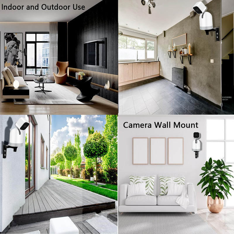 [Australia - AusPower] - TEKCAM Camera Wall Mount Compatible with Blink Mini Pan-Tilt Camera WYZE Cam Pan V3 V2 Battery Cam Pro Reolink E1, Wall Bracket 180°Adjustable Camera Wall Holder for Drill Installation, 2 Pack, Black (4.52 Lx 3.14 H) inch 