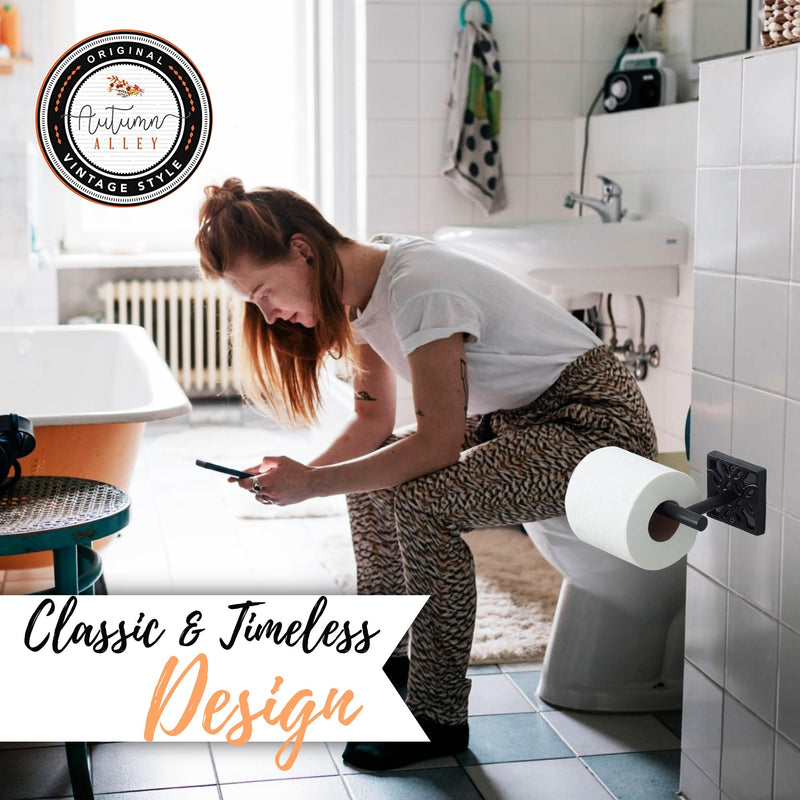[Australia - AusPower] - Autumn Alley Black Toilet Paper Holder - Modern Black Toilet Paper Holder Wall Mount, Toilet Paper Roll Holder for Bathroom Rustproof Modern Unique Style 
