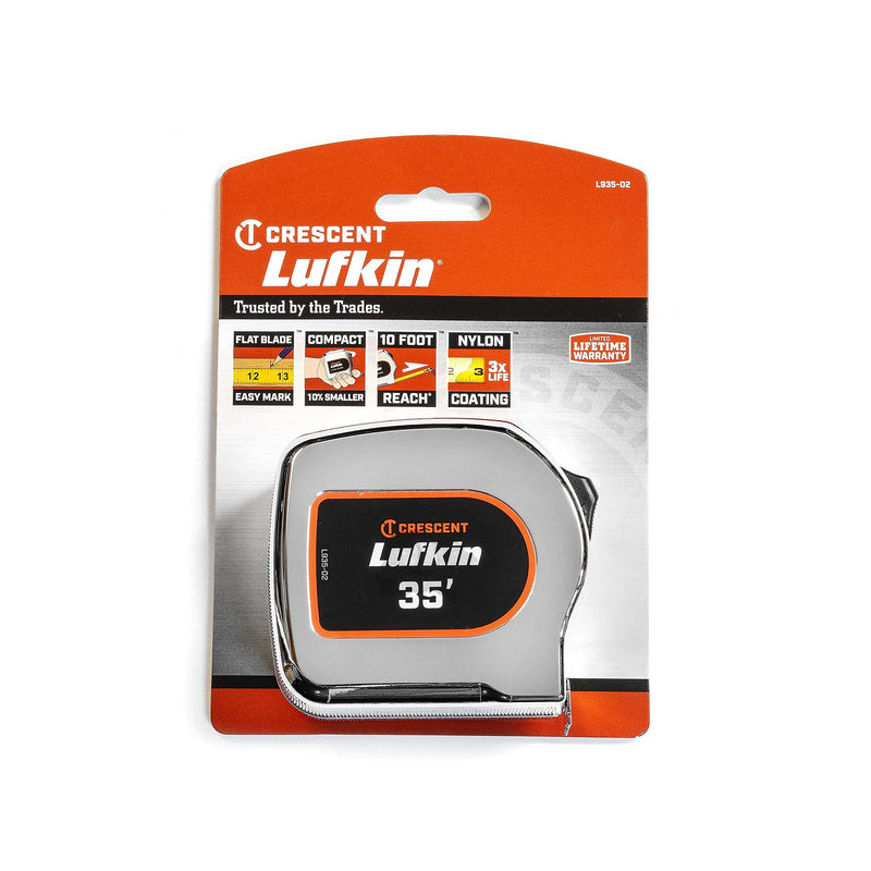 [Australia - AusPower] - Crescent Lufkin 1-1/8" x 35' Chrome Case Yellow Clad Tape Measure - L935-02 