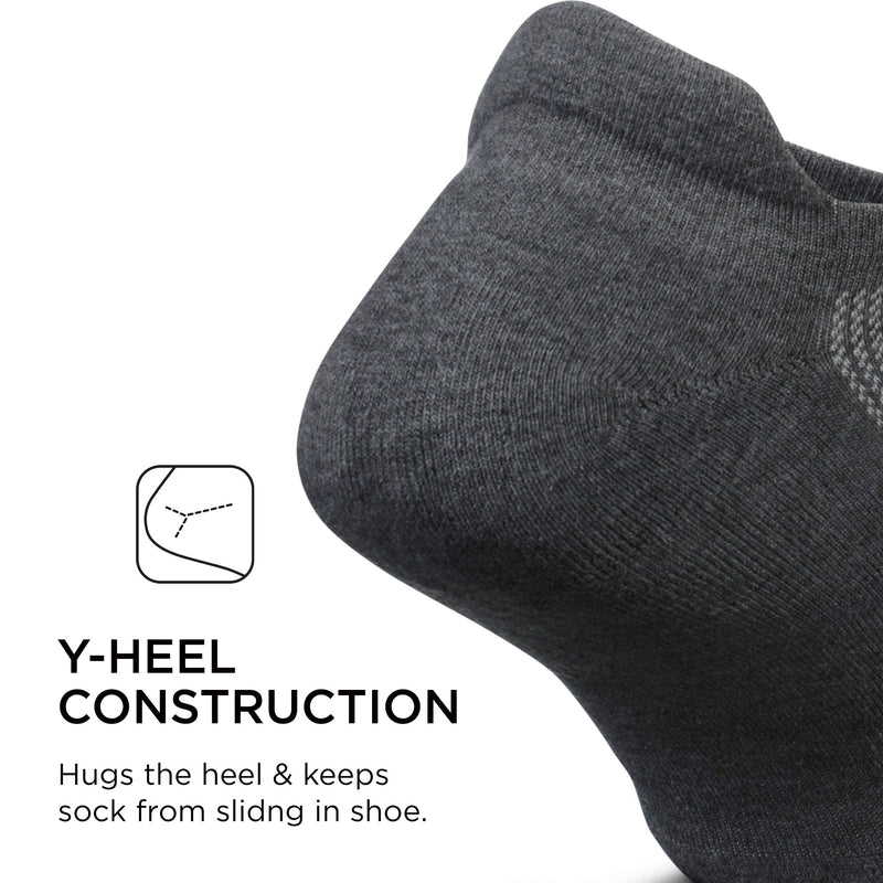 [Australia - AusPower] - Feetures High Performance Cushion No Show Tab Solid- Running Socks for Men & Women, Athletic Ankle Socks, Moisture Wicking Small Heather Gray 