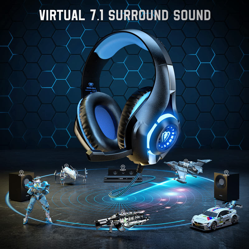 [Australia - AusPower] - 7.1 Gaming Headset for PC, Computer Gaming Headphones with Noise Cancelling Mic/Microphone, PC Gaming Headset with LED Lights for PC, PS4/PS5 Console, Laptop 