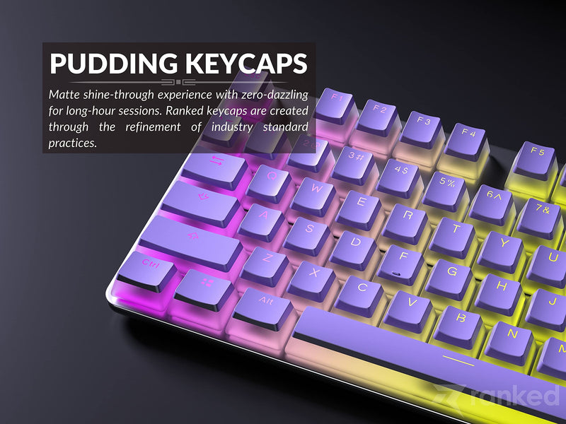 [Australia - AusPower] - Ranked Pudding PBT Keycaps | 112 Double Shot Translucent ANSI US & ISO Layout | OEM Profile for RGB Mechanical Gaming Keyboard (Lavender) 112 Keys Lavender 