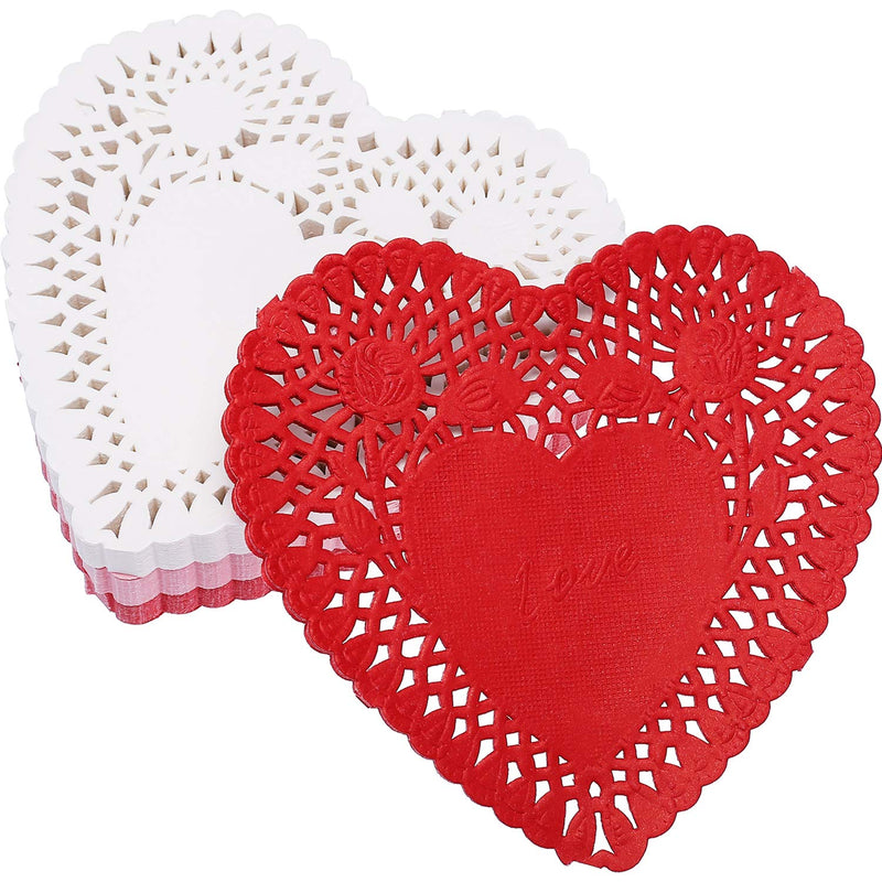 [Australia - AusPower] - Hotop 300 Pieces Mini Valentine's Heart Doilies and 500 Pieces Foam Heart Stickers Adhesive Stickers for Wedding Decoration Valentine's Day Party (Red Pink White) Red Pink White 