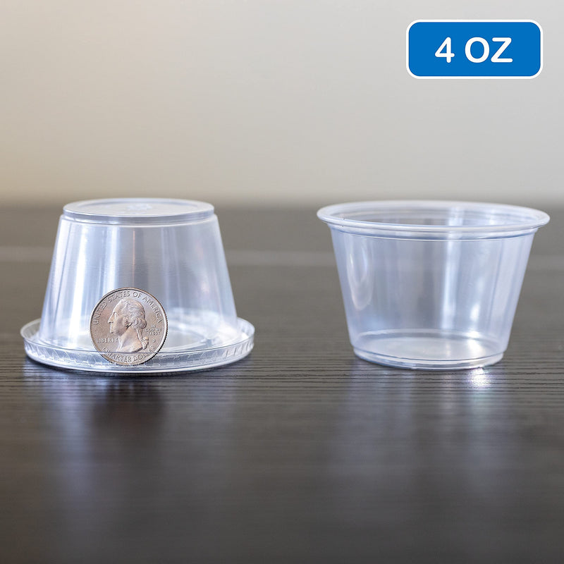 [Australia - AusPower] - [4 OZ, 50 Sets] EDI Clear Disposable Plastic Portion Cups with Leakproof Lids | Jello Shot Cups | Condiment and Dipping Sauce Cups | Souffle Cups | BPA Free | Recyclable 4 oz 