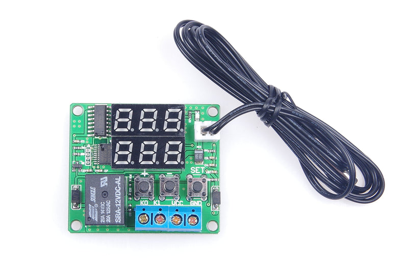 [Australia - AusPower] - LM YN DC 12V Digital Thermostat Module -58℉ to 257℉ Fahrenheit Temp Display Temperature Controller Board With 20A Relay Waterproof Sensor Probe Dual LED Display Red Blue 