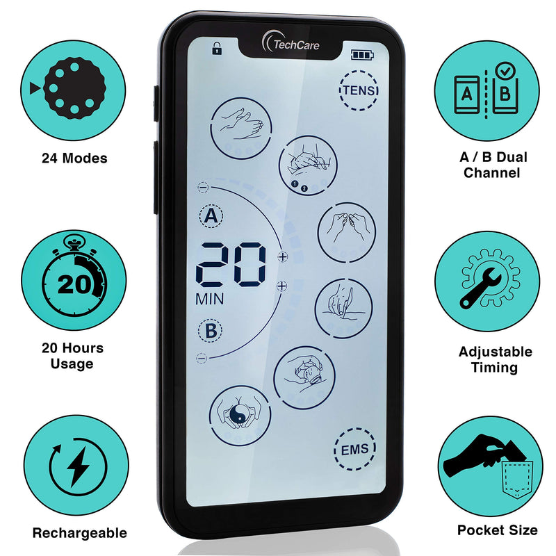 [Australia - AusPower] - Tens Unit Muscle Stimulator 24 Massage Mode Tens EMS Machine Device Touchscreen Massager Intensity Deep Tissue Shoulder Pain Relief Sciatica Tendonitis Plantar Fasciitis 