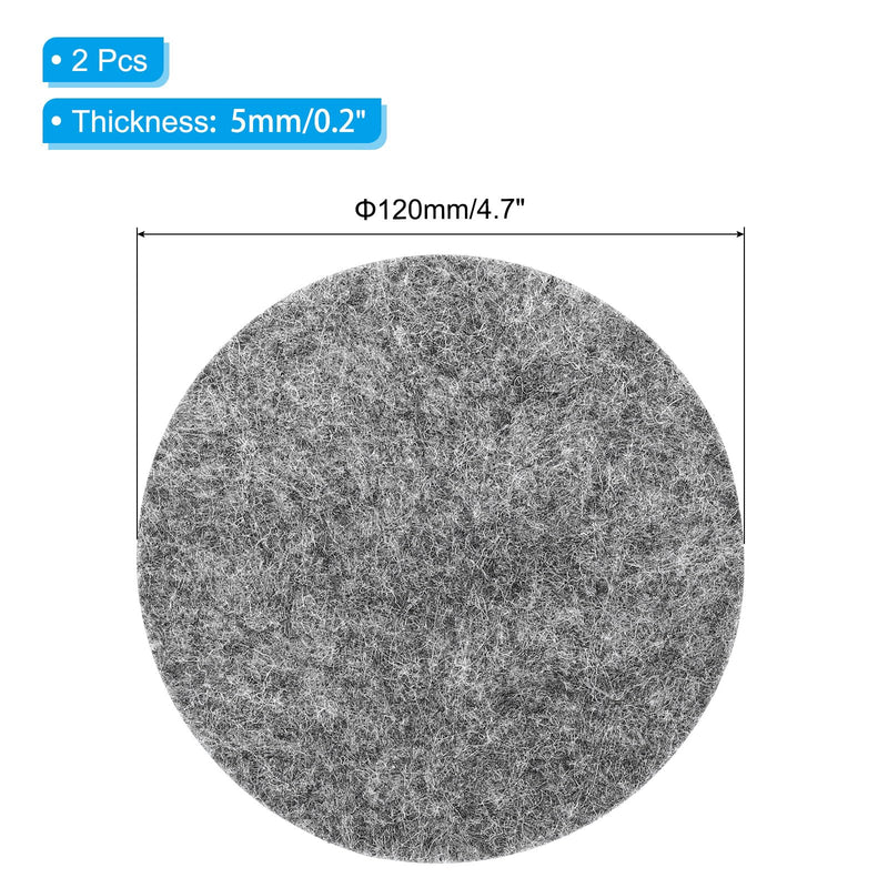 [Australia - AusPower] - PATIKIL 4.7" Diameter Adhesive Non-Slip Backed Felt, 2 Pcs 5mm Thickness Round Lamp Base Anti-Slip Mat Anti-Scratch Pad for Lamp Bases, Gray 4.7" Grey 