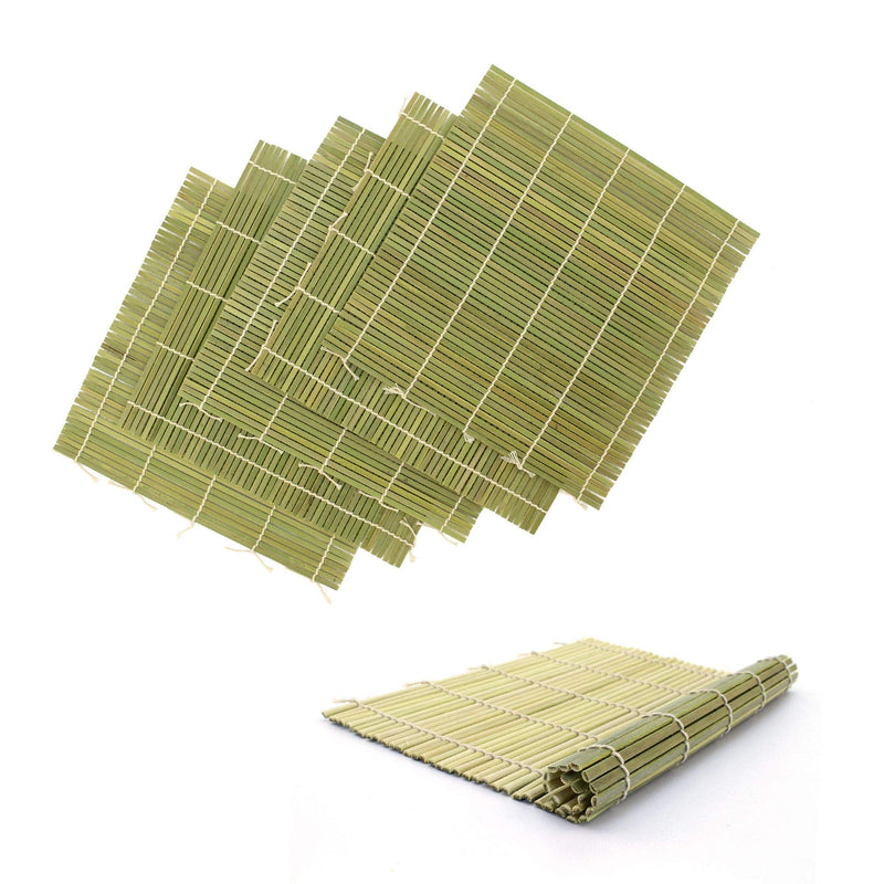 [Australia - AusPower] - BambooMN 6X Green Bamboo Sushi Rolling Mat Set, Bulk Sushi Roller Mats 9.5", All Natural Bamboo 9 Inch x 9 Inch 