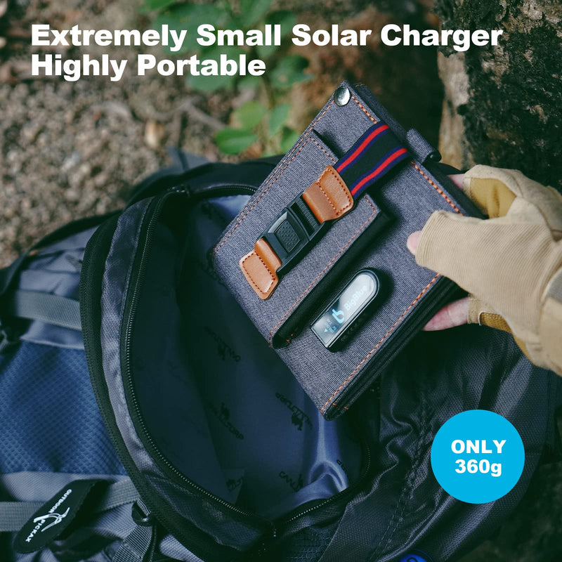[Australia - AusPower] - [2022 Upgraded Tiny Solar Charger], BigBlue 14W SunPower Solar Panels with USB(5V/2.4A), IPX4 Waterproof, Folding Portable Solar Phone Charger Compatible with iPhone X/8/7, Tablet, Samsung LG etc Grey 