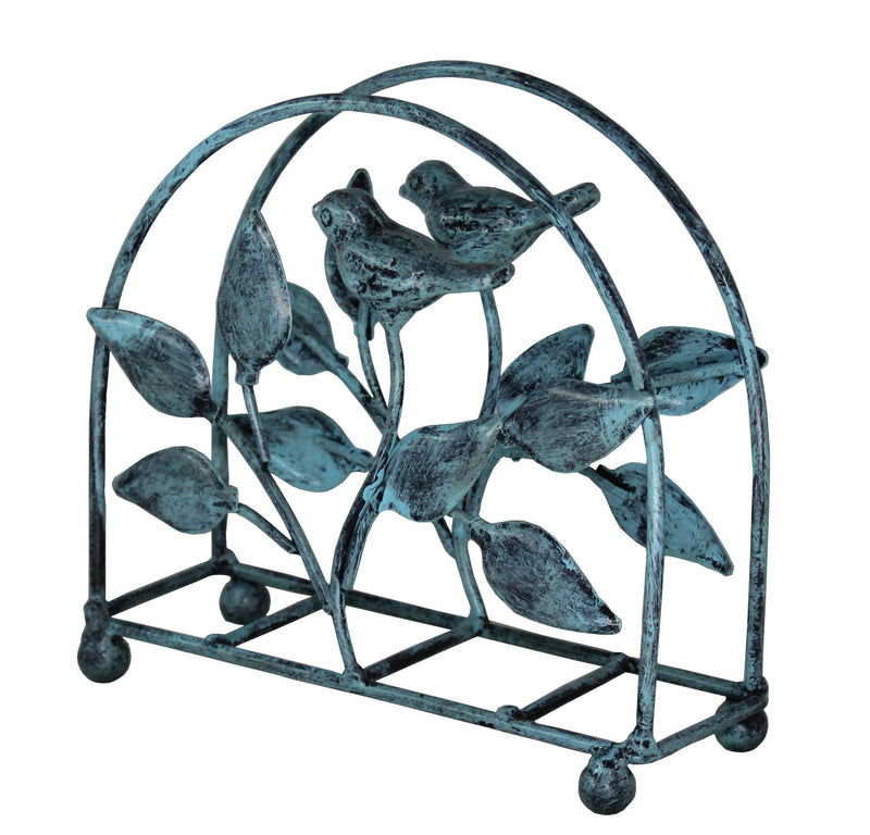 [Australia - AusPower] - Cast Iron Bird & Tree Classic Napkin Holder/Tabletop Freestanding Tissue Dispenser, Turquoise 