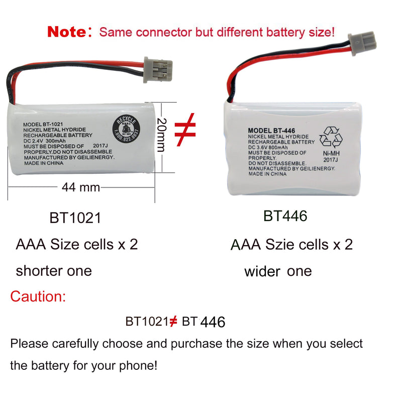 [Australia - AusPower] - GEILIENERGY BT446 BT-446 Phone Battery Compatible with Uniden BBTY0503001 BT-1004 BT-1005 GE-TL26402 BT-504 CPH-488B 3.6V 800mAh (2 Pack) 2 Pack BT446 