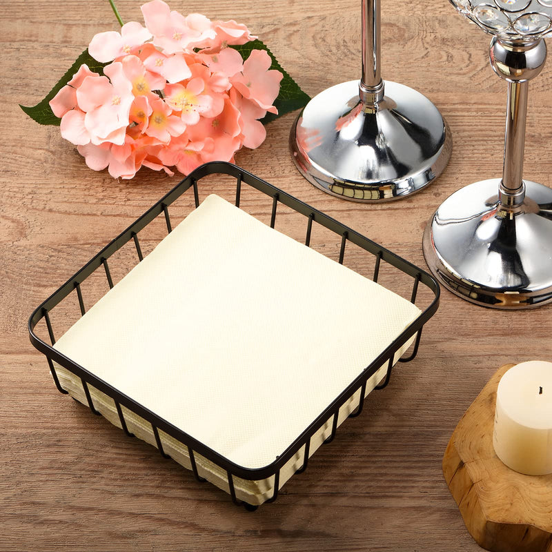 [Australia - AusPower] - Hotop, 2 Pieces Metal Napkin Holder Metal Paper Napkin Holder Napkin Storage Holder Rack for Dining Table, Kitchen, Coffee Table, Black, approx. 7.5 x 7.5 x 3 In 19 x 19 x 7 cm 