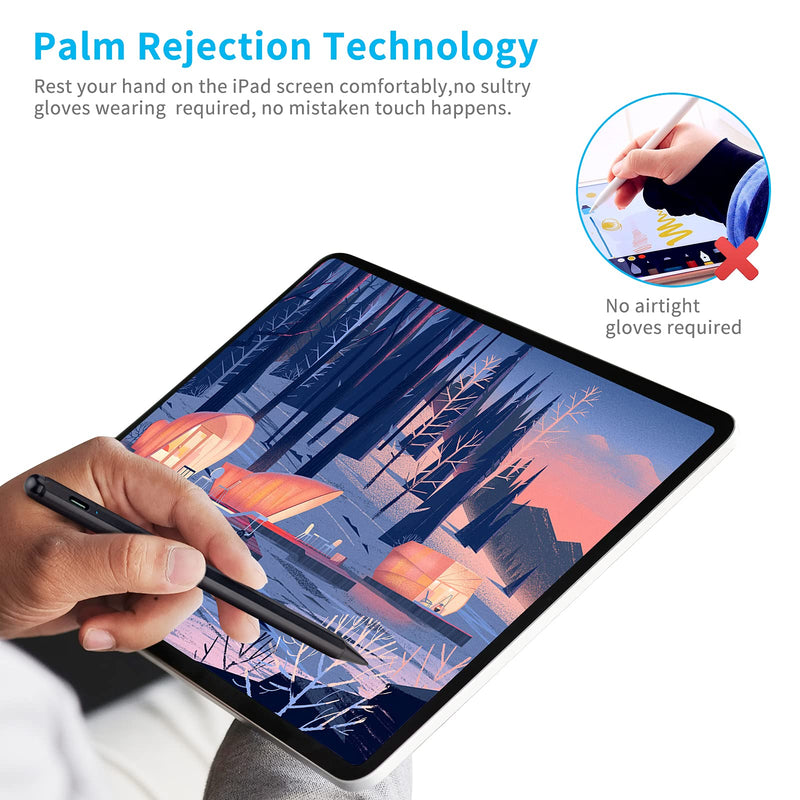 [Australia - AusPower] - iPad Pro 12.9" Pencil 5th/4th Generaion Palm Rejection Pen,1.5mm Fine Tip Stylus Compatible with Apple Pencil 2nd Generation for iPad Pro 12.9" 5th/4th Generation Sketching and Writing Stylus,Black 