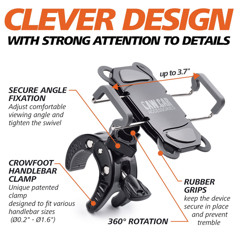 [Australia - AusPower] - Bike & Motorcycle Phone Mount - for iPhone 12 (11, Xr, SE, Max/Plus), Galaxy S21 or Any Cell Phone - Universal ATV, Mountain & Road Bicycle Handlebar Holder. +100 to Safeness & Comfort 