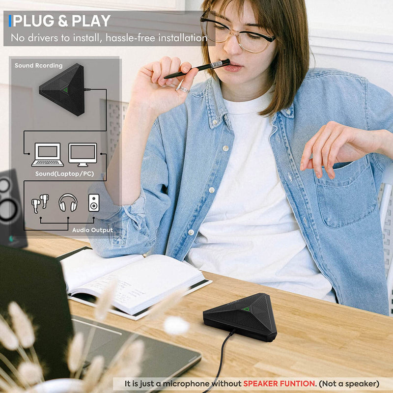[Australia - AusPower] - USB Conference Microphone, CM001 Desktop Computer Mic, Mute Button with LED Indicator, Omnidirectional Condenser Boundary Mic for Recording, Streaming, Gaming, Skype (Windows/macOS)-Without Speaker CM-001 