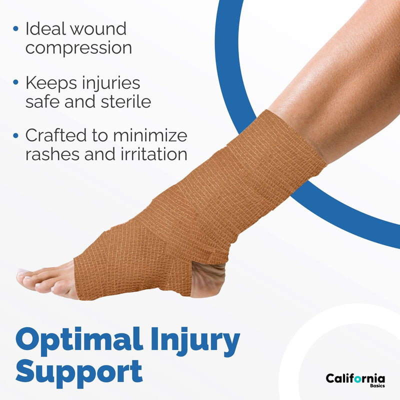 [Australia - AusPower] - Self Adhering Bandage Wrap (Bundle Pack of 8) | 3 Inch by 5 Yards Non Woven Self Adhesive Bandage Wrap | Brown Athletic Tape for Wrist, Hand and Ankle wrap | Premium-Grade Medical Bandage Tape 8 Pack 