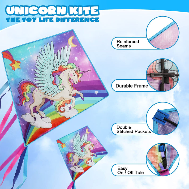 [Australia - AusPower] - TOY Life Unicorn Kite for Kids Easy to Fly Large Kids Kite - Kites for Kids and Adults Easy to Fly Big Beach Kites for Kids Age 4-8-12 Idea Gift for Children Outdoor Game Activities Beach Trip 