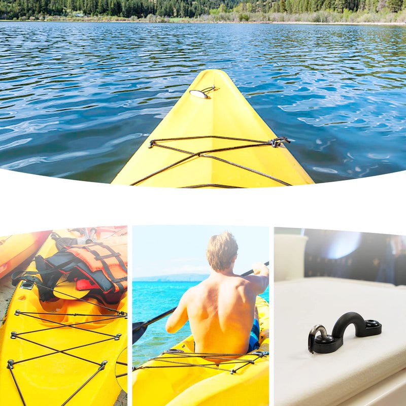 [Australia - AusPower] - Deck Rigging Kit Accessory - 19.7 FT Bungee Cord with Deck Loops Tie Down Pad Eyes and J - Hooks and Bungee Cord Hook Screws & Rivets for Kayaks Canoes Boat 